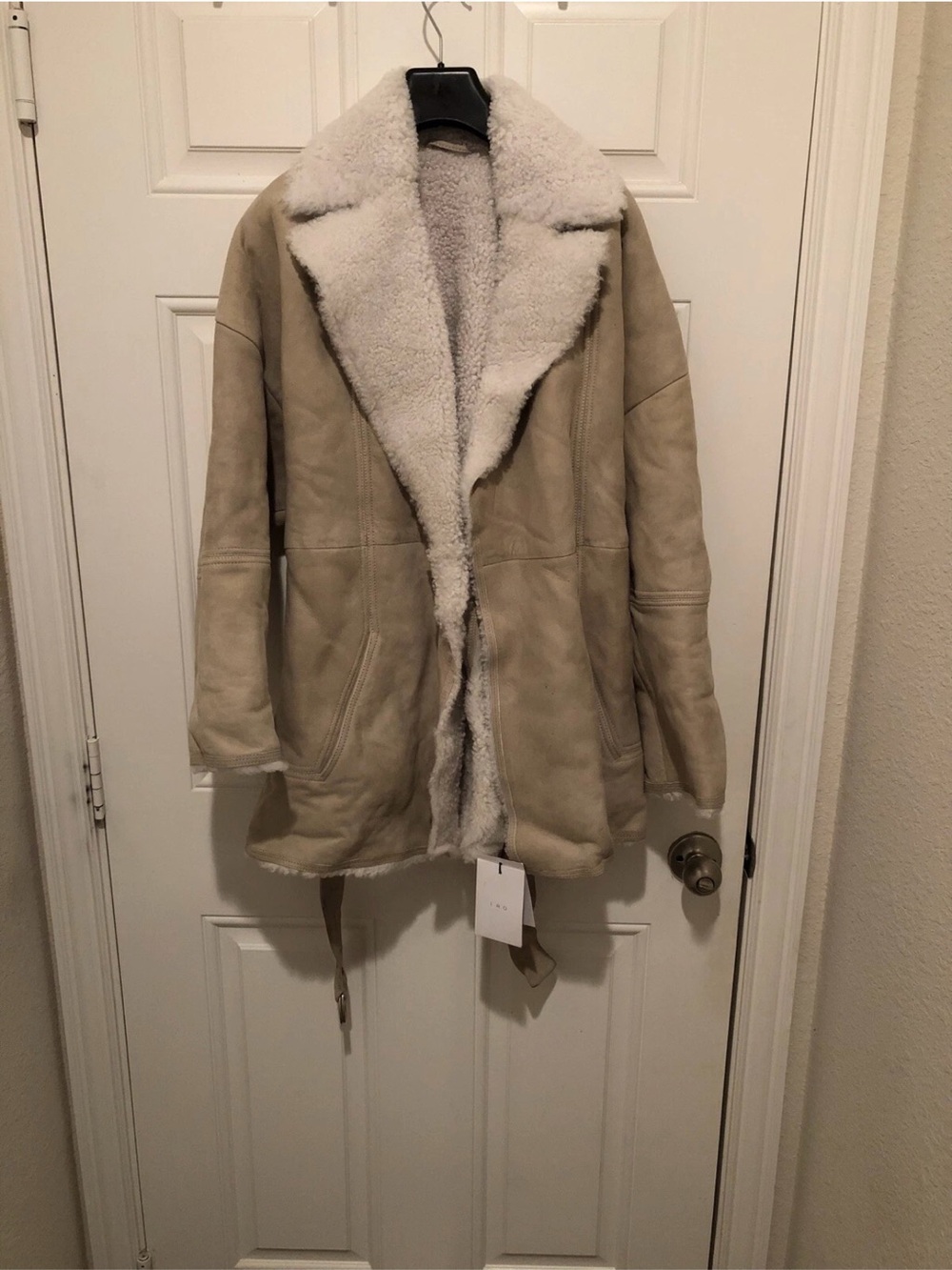 IRO Women's Natural Lamb Shearling Coat, Size 36 NEW WITH TAGS $3630